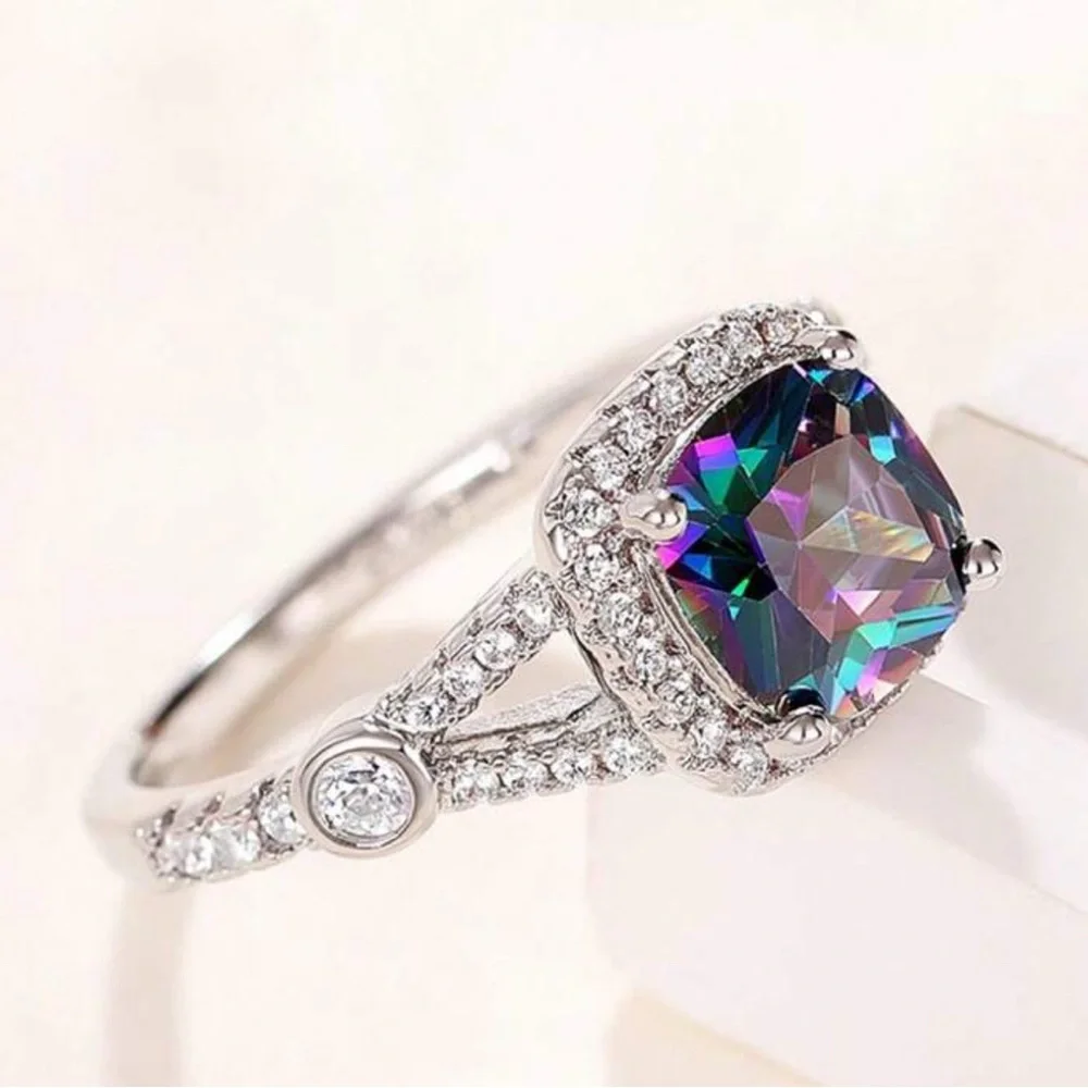 🌹 Colorful Square Cut Stone Fashion Ring‎